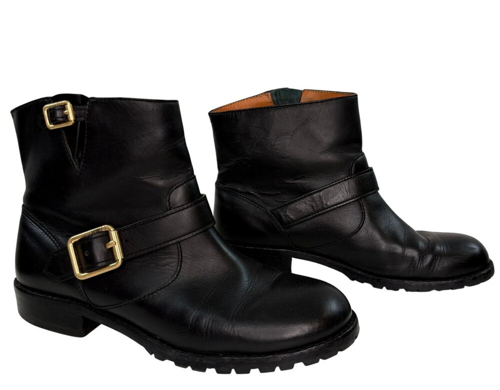 Marc By Marc Jacobs Booties Size 37.5 Black Leather Side Buckle Strap Ankle Boot